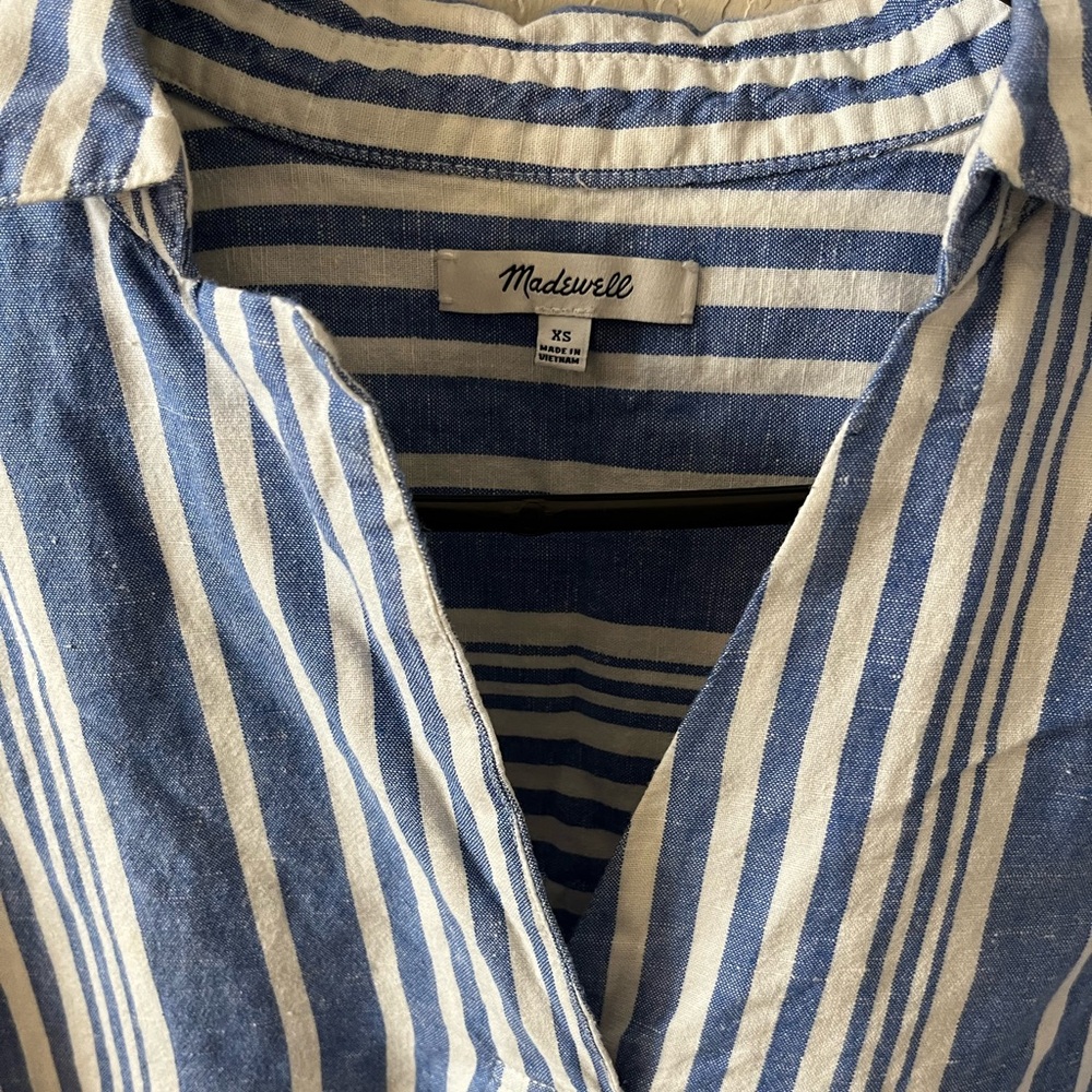Madewell Women’s Courier Button-Back Shirt XS Hinsdale Stripe Blue White Top - Picture 4 of 13